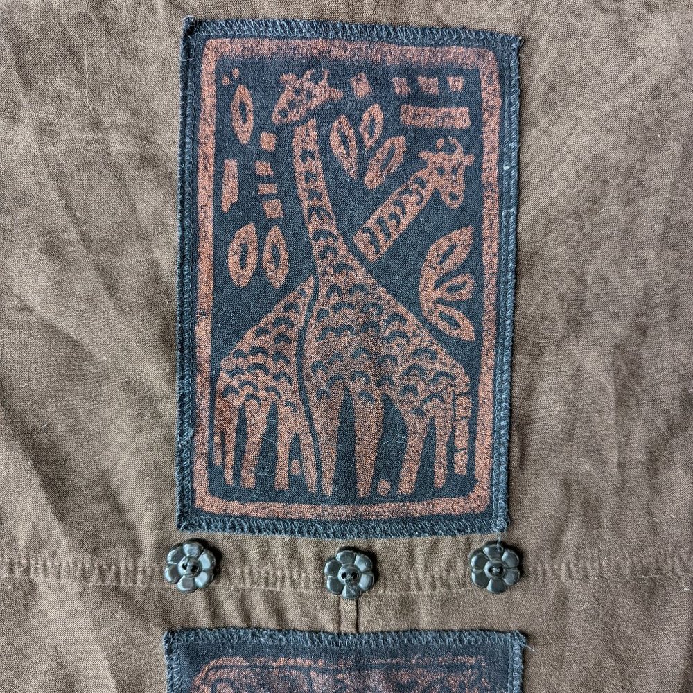 Vintage 90s Giraffe Print Safari Brown Suede-Like Sleeveless Shift Dress size 6 - Picture 3 of 6